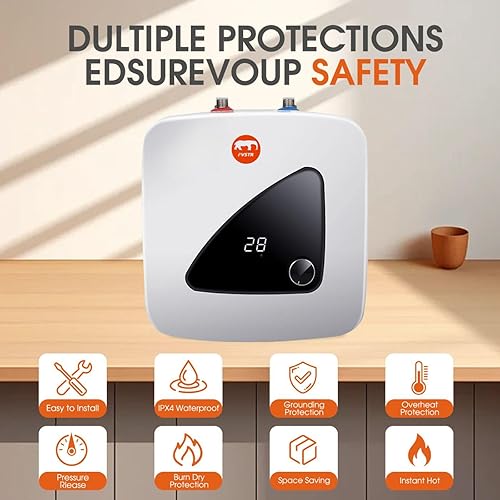 Miniatura 5 de FVSTR Calentador de agua caliente eléctrico de 120 V compacto de almacenamiento de tanque, remolque Rv Tr de 2.16 galones, 1.5 KW cocina instantánea
