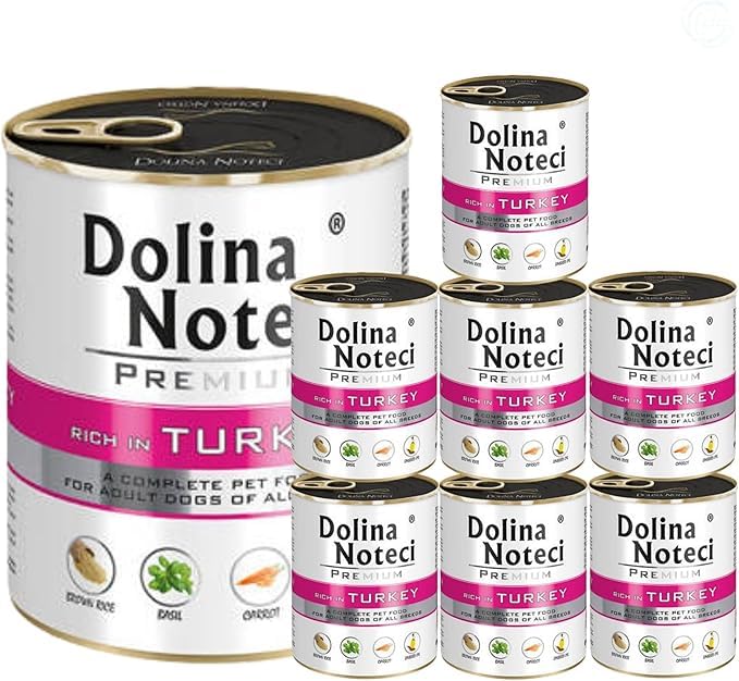 Dolina Noteci Premium – Gluten-Free Wet Dog Food 800g – High Meat Content – Natural Meal for Adult Dogs – No Artificial Additives – Omega 3 & 6 (Turkey, 8x800g)