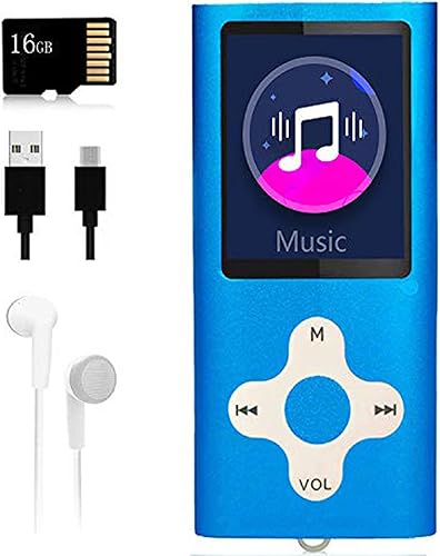 Reproductor de MP3, reproductor de música con tarjeta de memoria de 16 GB, reproductor de música digital portátil, video, grabación de voz, radio