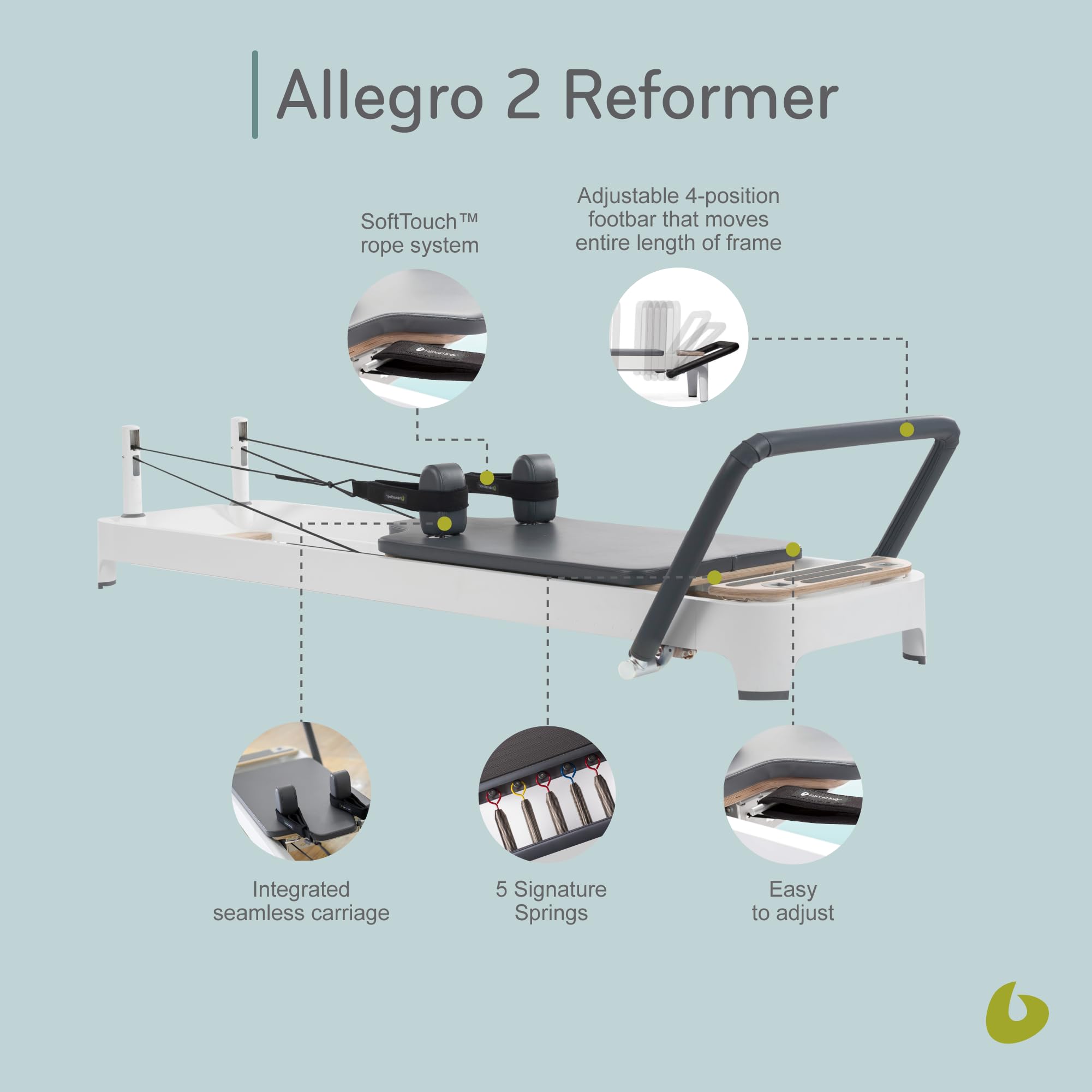 balanced body Allegro 2 Pilates Reformer, equipamento de exercício