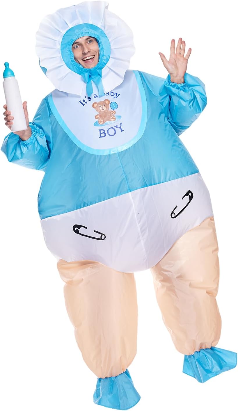 EraSpooky Men's Inflatable Baby Boy Costume Funny Blow Up Costumes for Baby Shower Gender Reveal Party