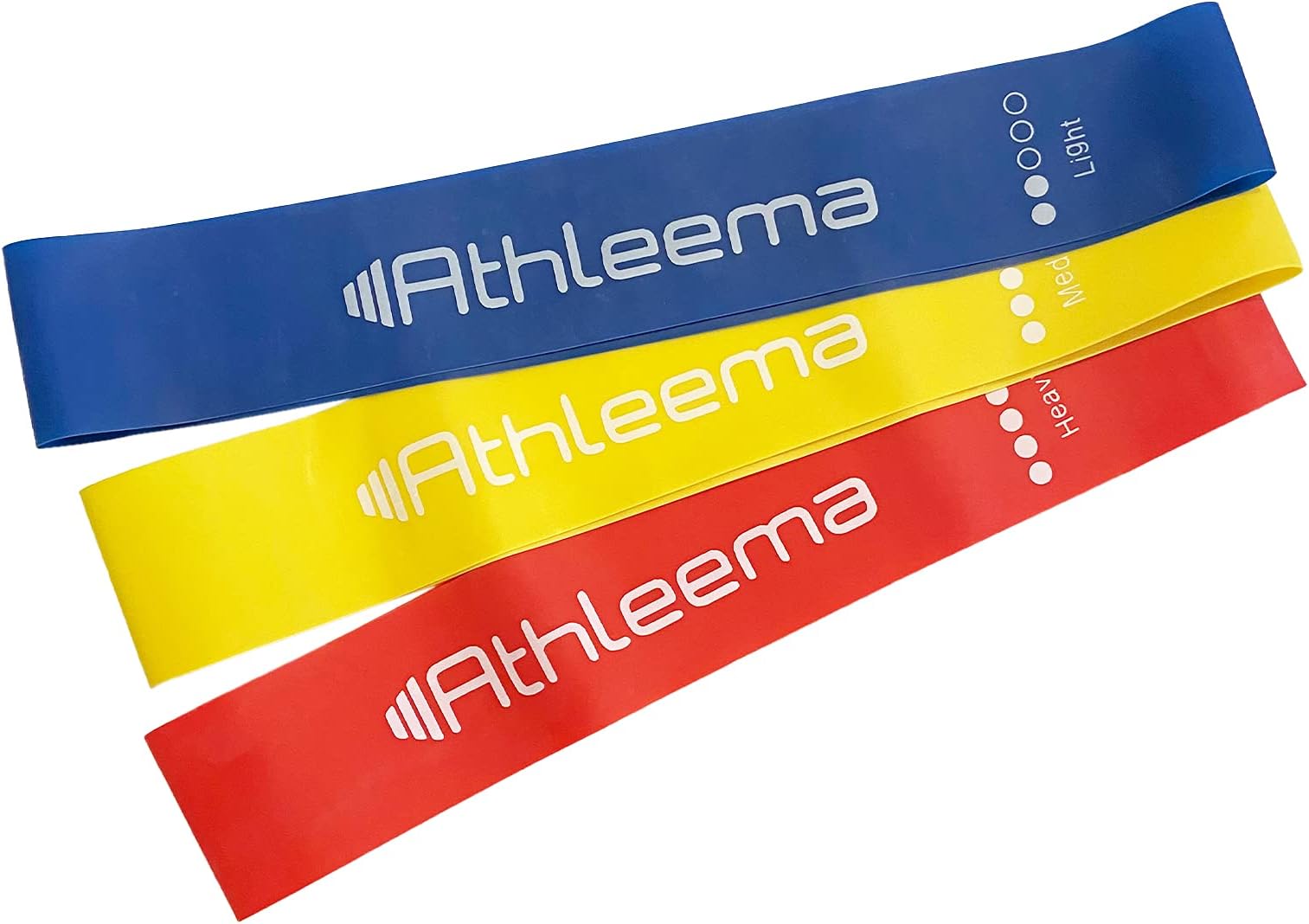 Set of 3 Loop Resistance Bands 12" X 2" Won't Roll, Non-Slip, Non-Stick, Ultra Durable