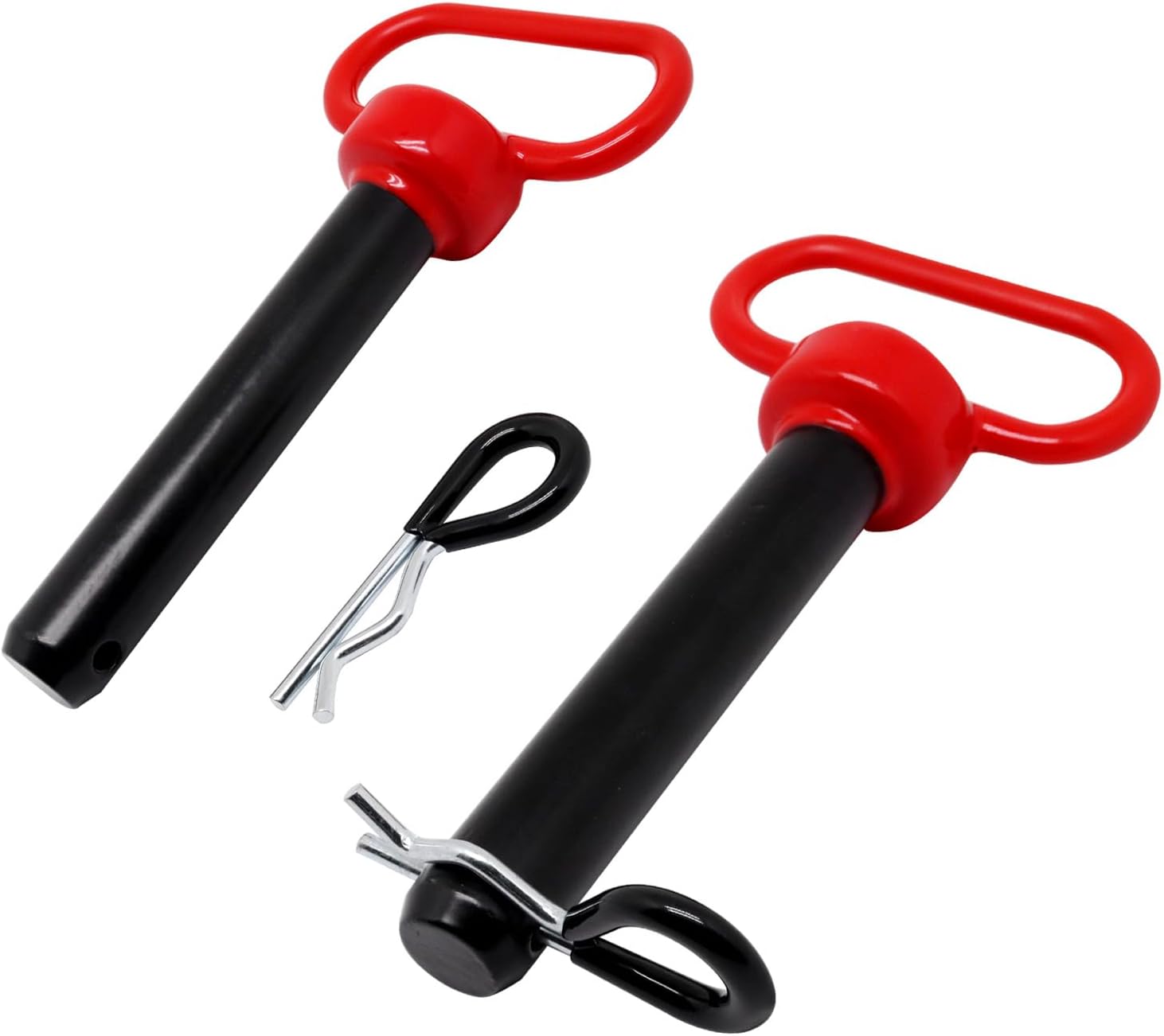7/8 x 4-1/2 inch Hitch Pin, 2pcs Trailer Hitch Pin, Tractor Towing Hitch Pin and Clip, Red Handle Trailer Gate Pin Clevis pin Tractor Pins for Towing RV, Boat, Car, Truck