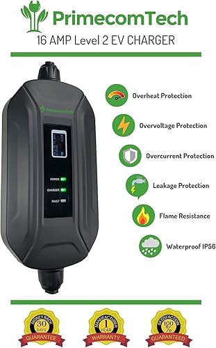 Miniatura 2 de Tipo 1 (J1772) EE.UU. Nivel 2 (EV) (220 V, 16 Amp) Cargador portátil EVSE Smart para vehículocoche 10 y 49.2ft, enchufe británico, CEE Mennekes y