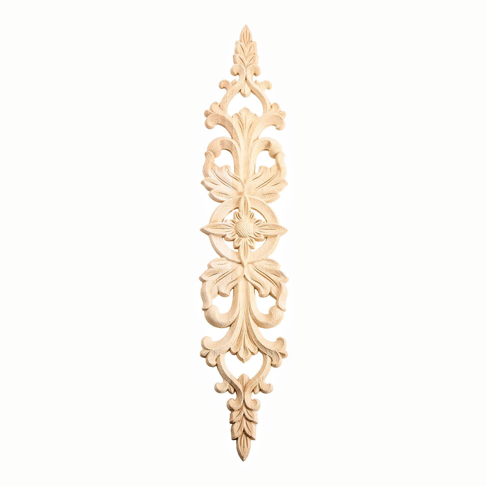 MUXSAM 1Pc Long Wood-Carved Onlays Appliques for Furniture, Unpainted Wooden Carving Decals for Wall Cupboard Mirror Mantel Door Bed Cabinet Ceiling