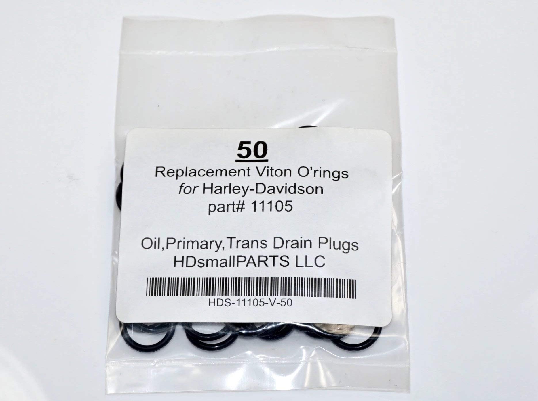 50-Replacement (Black) VITON O-Rings for H-D #11105 Oil, Transmission, Primary Drain Plugs