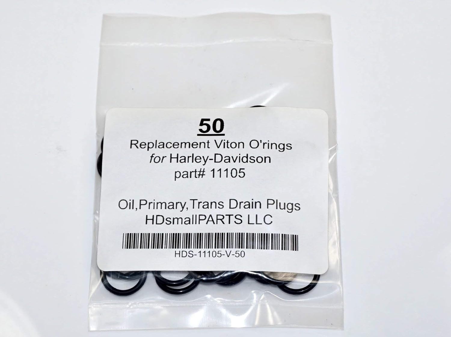 50-Replacement (Black) VITON O-Rings for H-D #11105 Oil, Transmission, Primary Drain Plugs