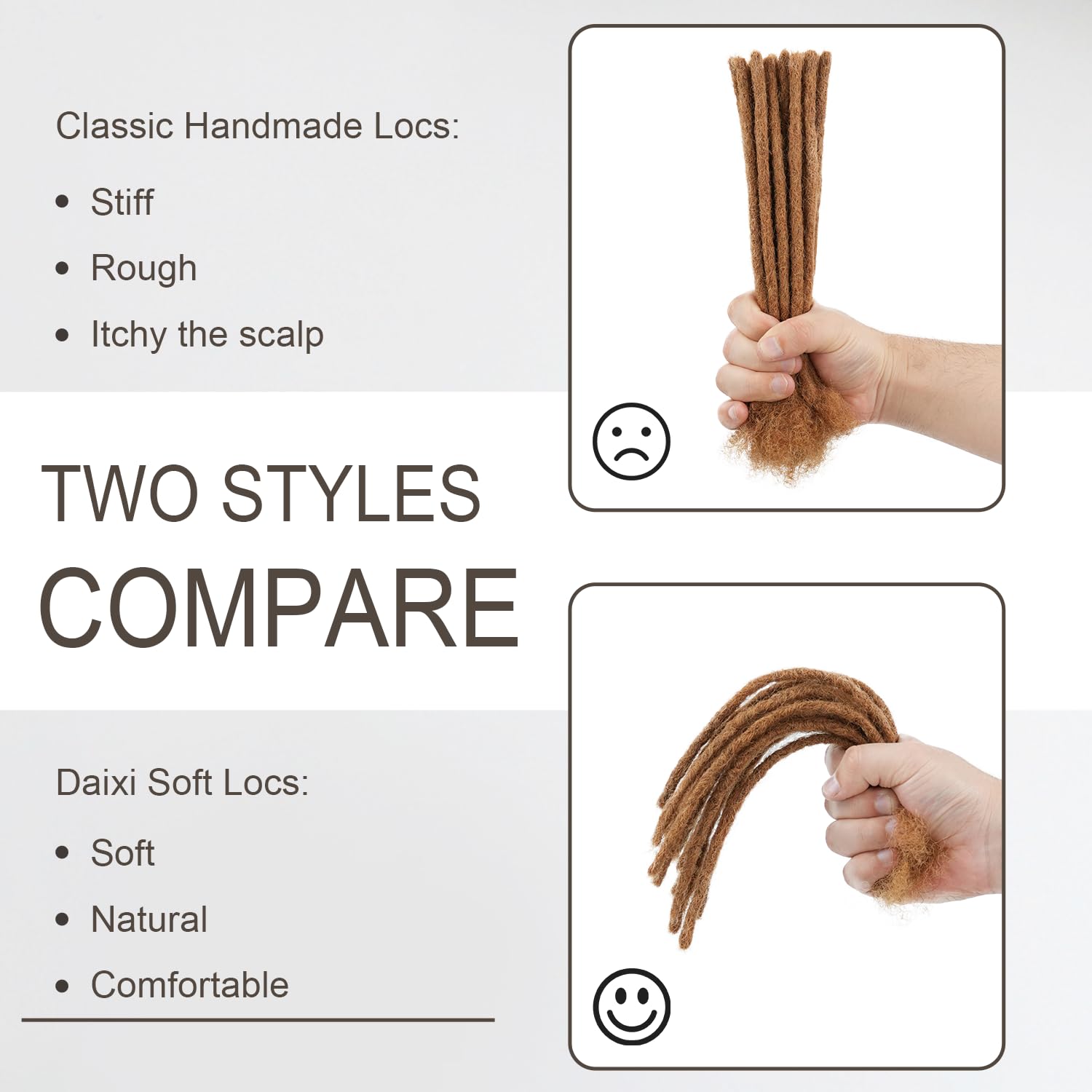 DAIXI Natural Looking Permanent Loc Extensions Human Hair, Softer and Lighter Handmade Real Human Hair Dreadlock Extension Can Be Bleached and Dyed Easy Install Dreads (#30, 8 Inch 10 Strands)