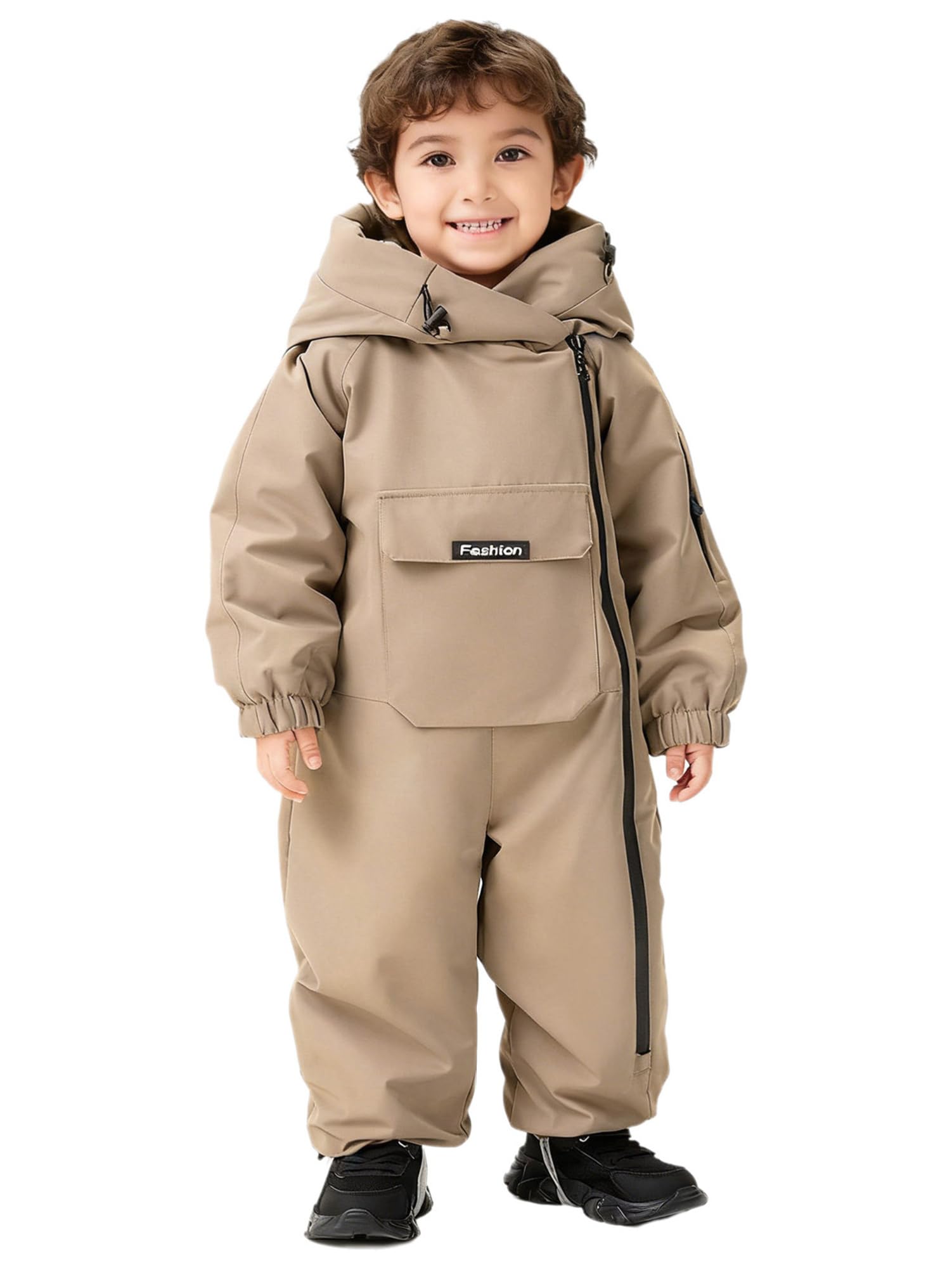 CHICTRY Tuta da Neve Intera per Neonato Neonata Pagliaccetto con Cappuccio Body in Pile Overall Jumpsuit Manica Lunca con Zip Tuta Invernale Snowsuit