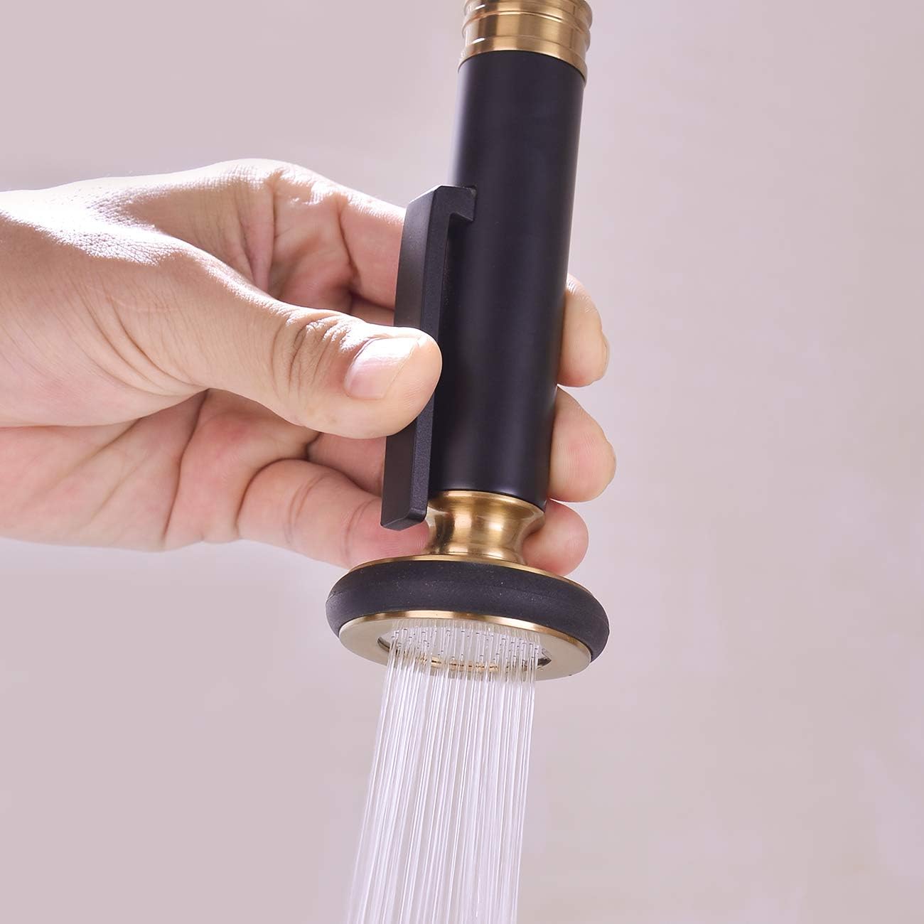 Fеаturеd Prоduсt WENKEN Kitchen Faucet, Commercial Kitchen Faucet, 360 Degree Swivel High Arc Pre-Rinse Brass Kitchen Faucet with Deck Plate, Brushed Gold