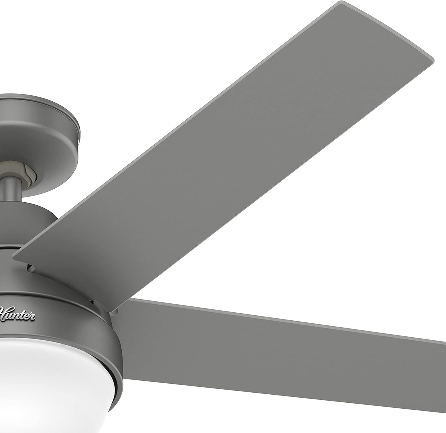 Hunter Fan 52 inch Contemporary Matte Silver Indoor Ceiling Fan with Light and Remote Control (Renewed)