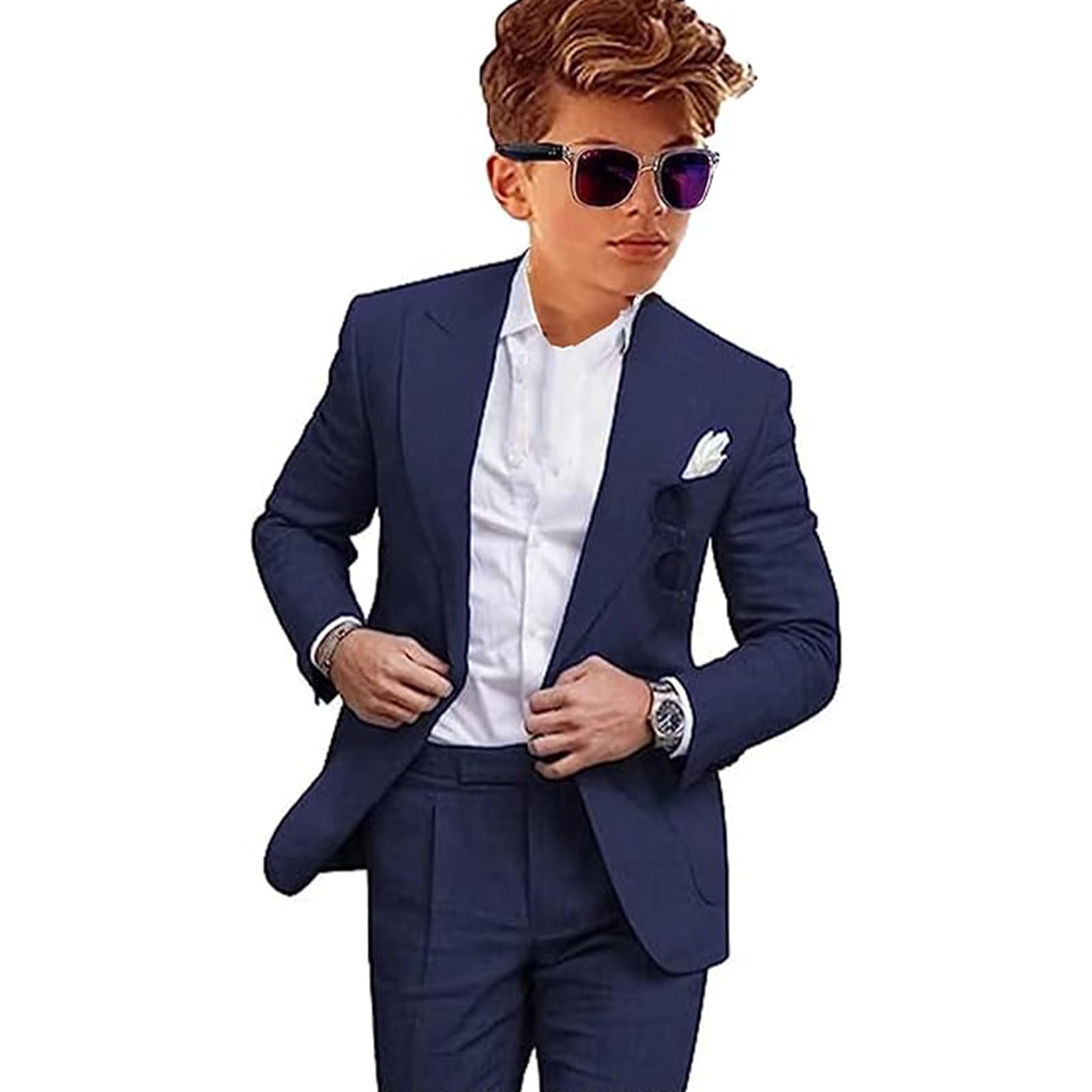 Smoking da ragazzo in lino 2 pezzi slim fit abiti formali per matrimonio
