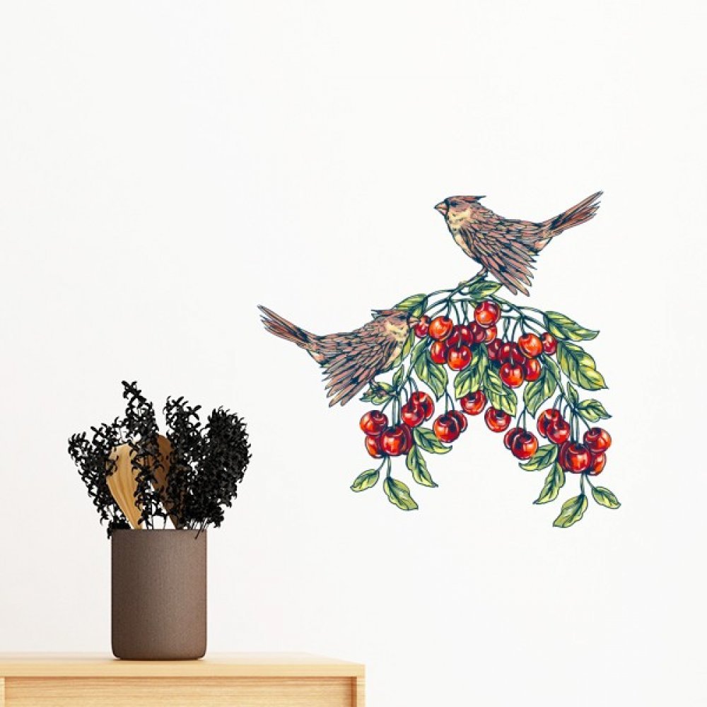 Sticker mural oiseau masquez les imperfections du mur avec ce décor vert 70cm