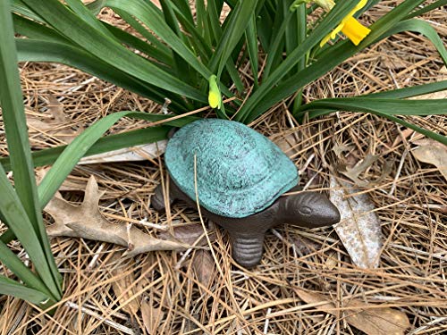Top Brass Turtle Key Hider Figurine - Cast Iron Garden Statue With Secret Compartment - Indoor/Outdoor #TOP2