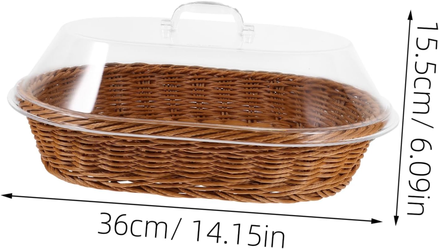 Bread Baskets Lid Fruit Basket Tabletop Organizer Woven Serving Trays for Snacks