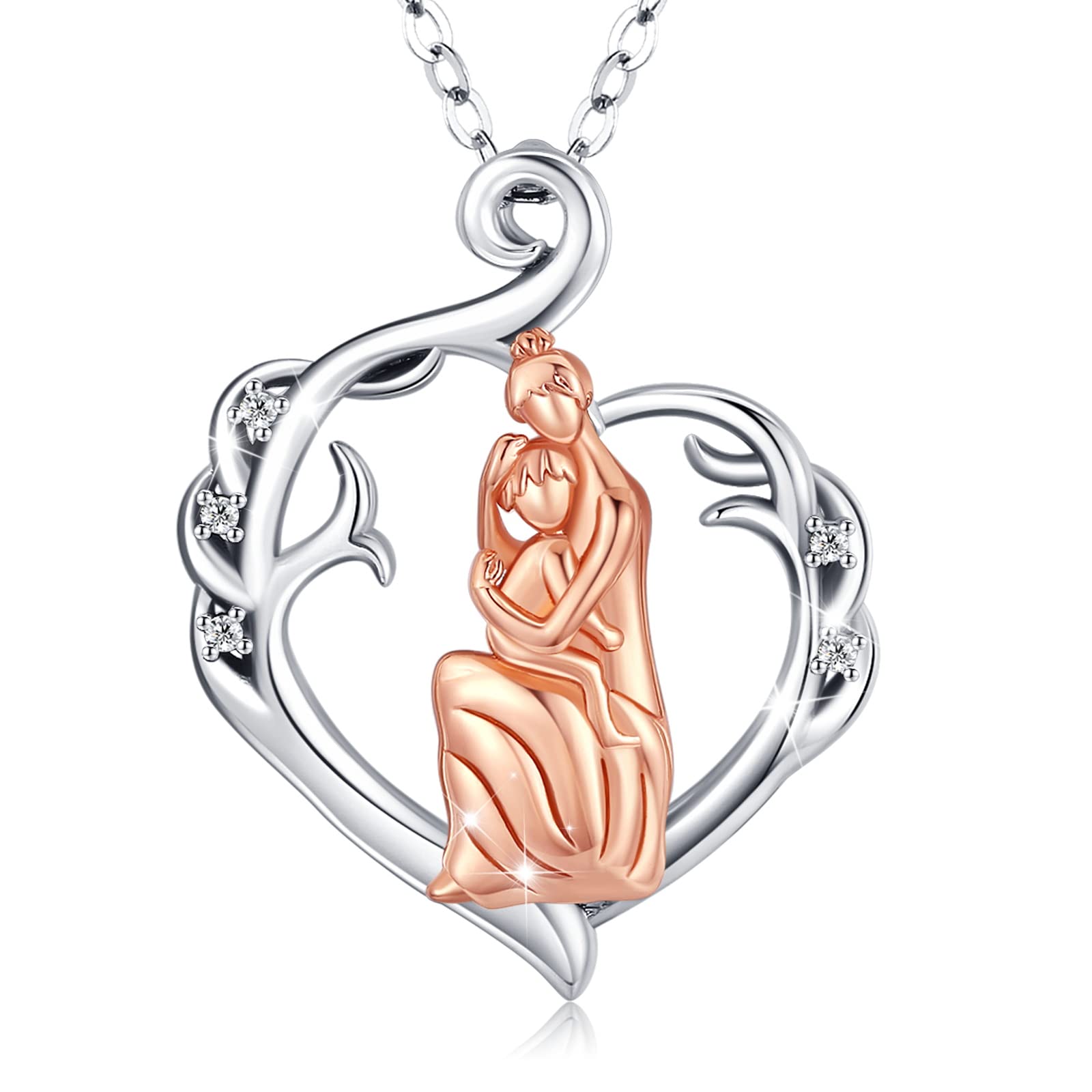 INFUSEU Regalo Mamma Collana, Mamma E Figlia Cuore Gioielli Argento 925 Ciondolo Chiama Regalo Per La Festa Della Mamma