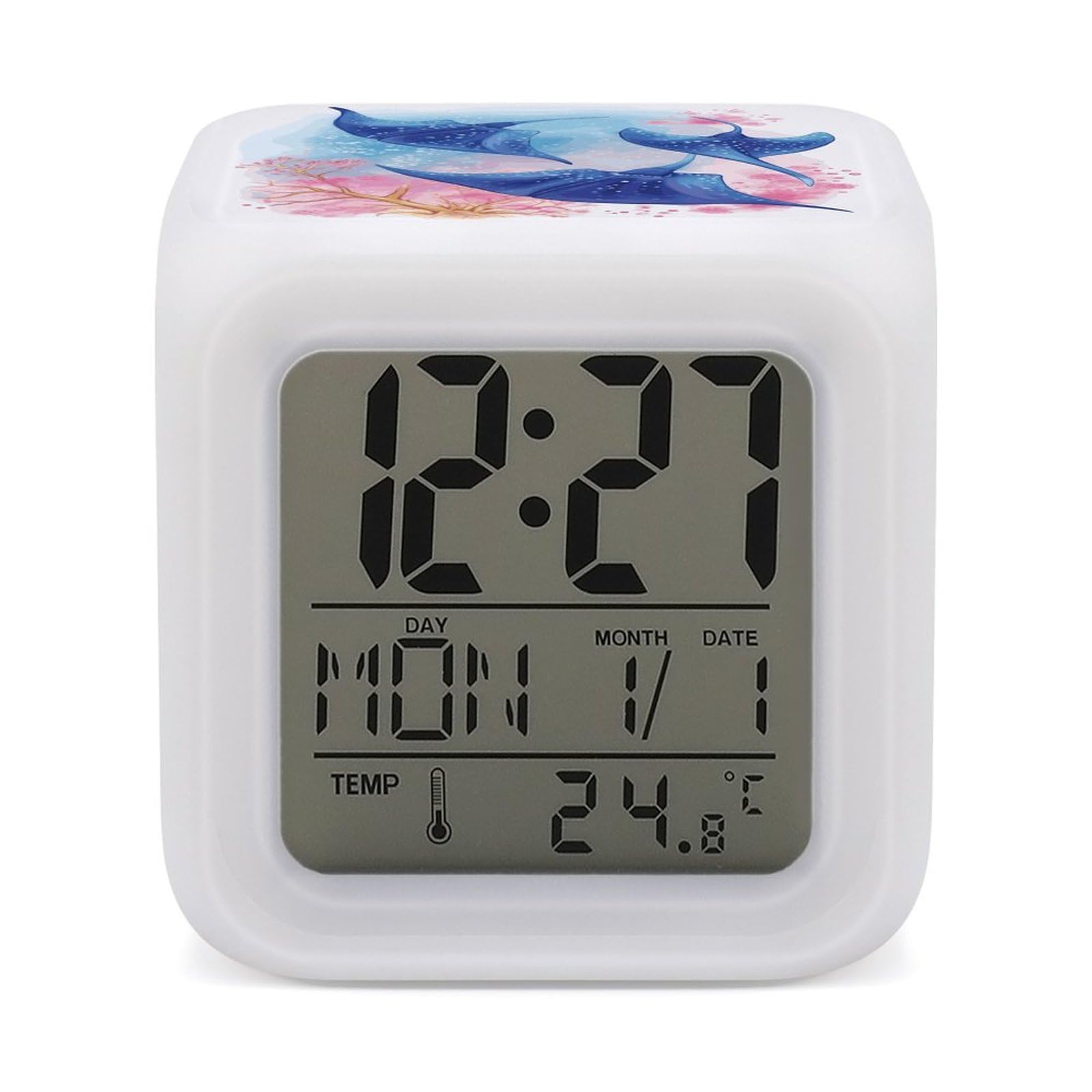 Reloj digital marino con luces LED de 7 colores y temperatura