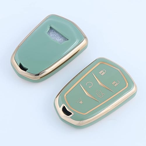 Miniatura 9 de Funda para llavero de TPU adecuada para Cadillac Escalade CTS SRX XT5 ATS STS CT6 Smart Remote Fob Key 2015-2019, Modelo A (negro).