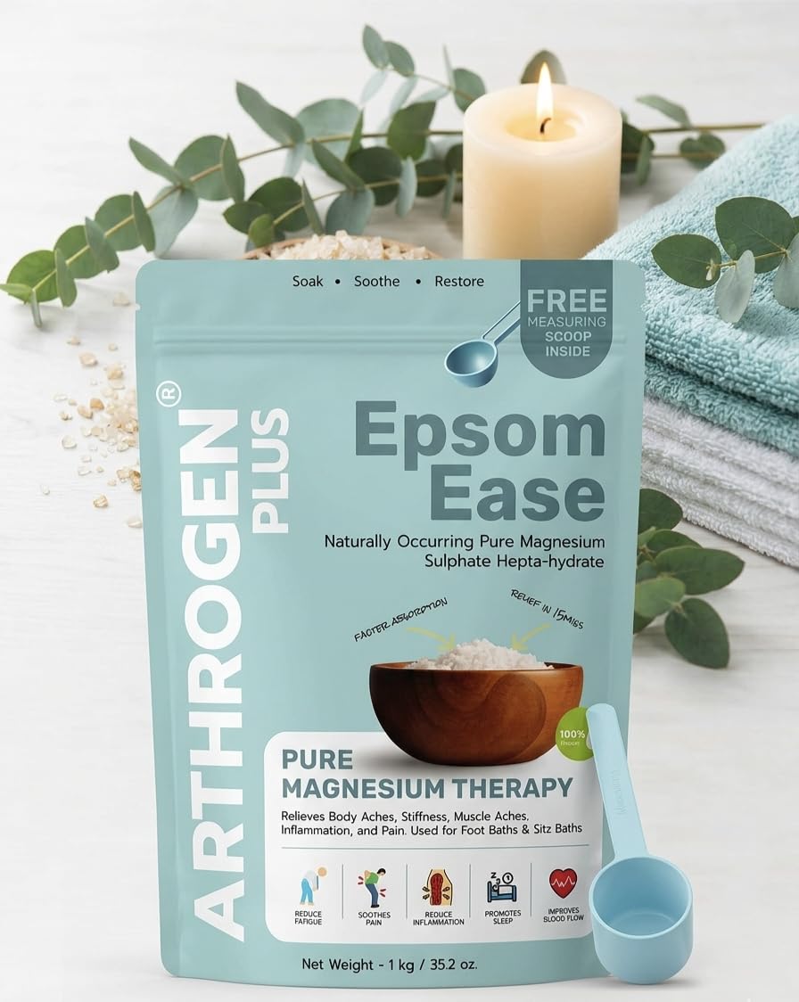 Epsom Salt Pure Magnesium Sulphate Crystals, Therapeutic Grade, Fragrance-free, Relieves Body & Muscle Aches | Stiffness, Inflammation & Pain | Promotes Sleep & Improves Blood Flow | Bath & Foot Soak | Post Workout Recovery | Pack of 1 kg-picture-48