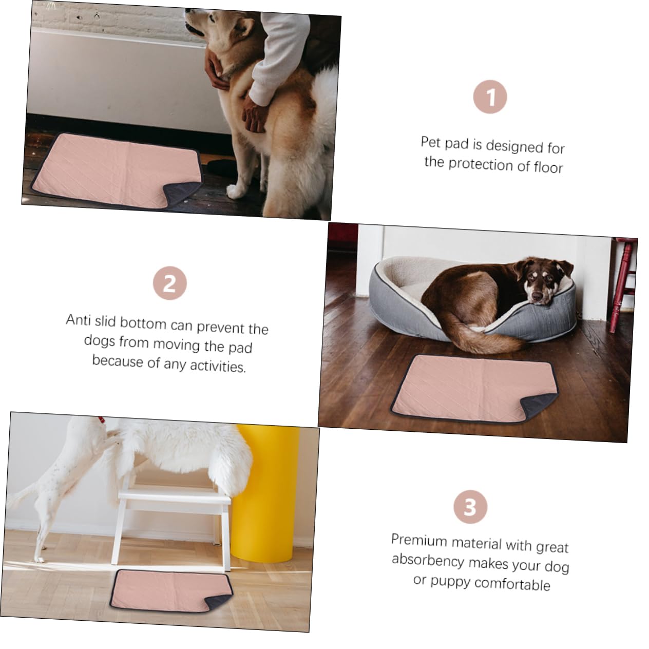BESPORTBLE Tappetini Cane Lavabili Assorbenti, Traversa Riutilizzabile , , per Cuccioli e Cani, per Porte e Aree Pet
