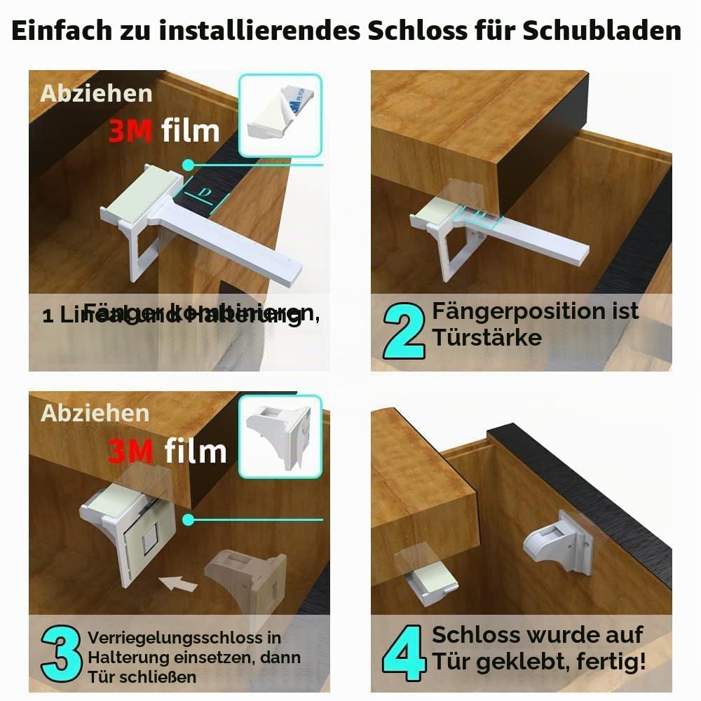 Verbesserte magnetische Schrankschlösser, Babysicherung, magnetische Sicherheitsschlösser (20locks+4keys)