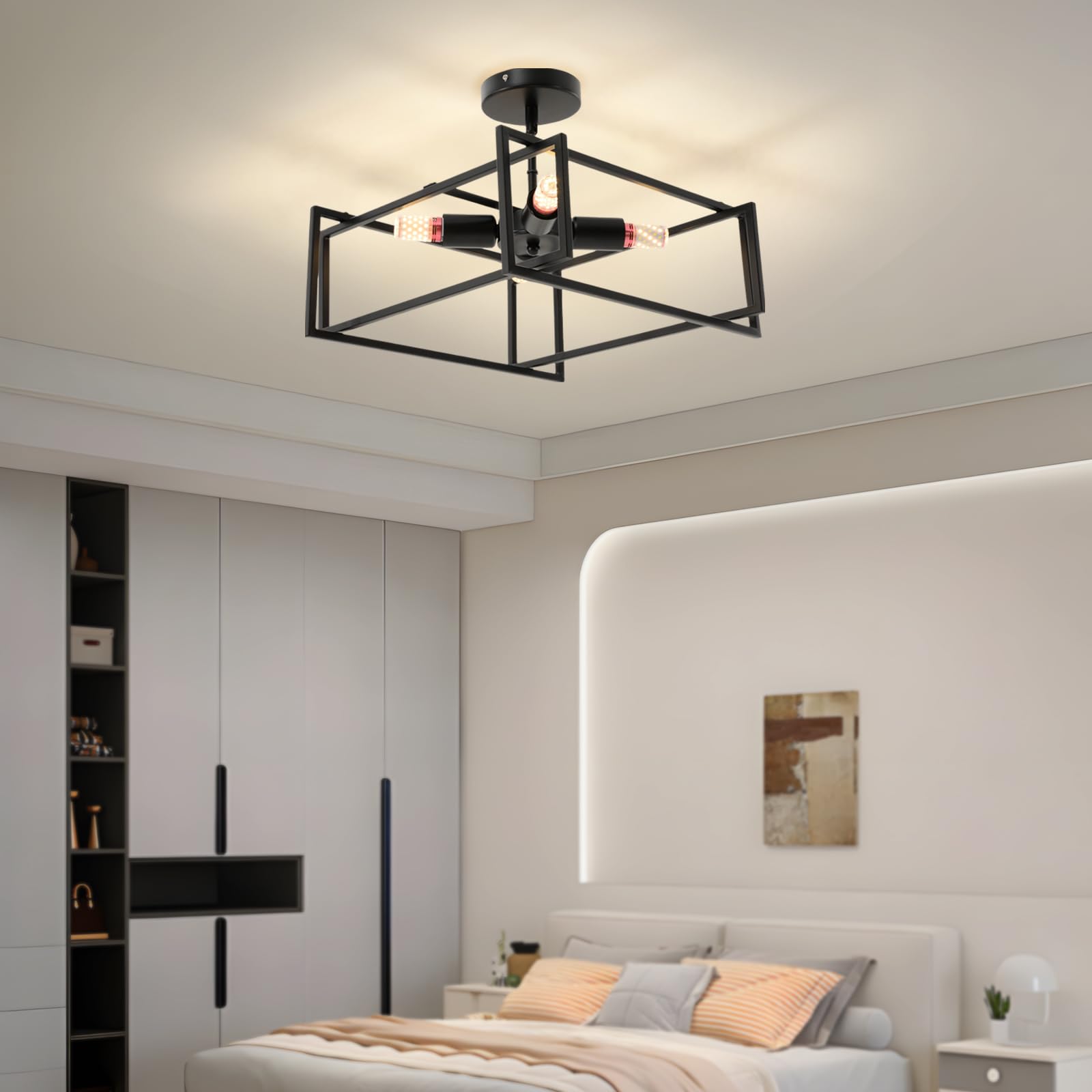 TFCFL Ceiling Light 4 Head Ceiling Lamp 110V Flush Mount Lighting Fixture for Farmhouse Kitchen Dining Room Bedroom
