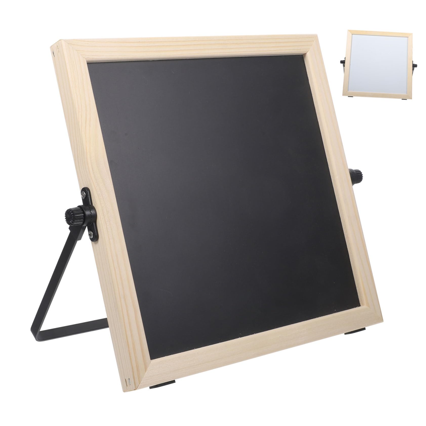 Tableau Blanc Magnétique de Bureau Double Face 1 PC en Cadre Bois Foncé