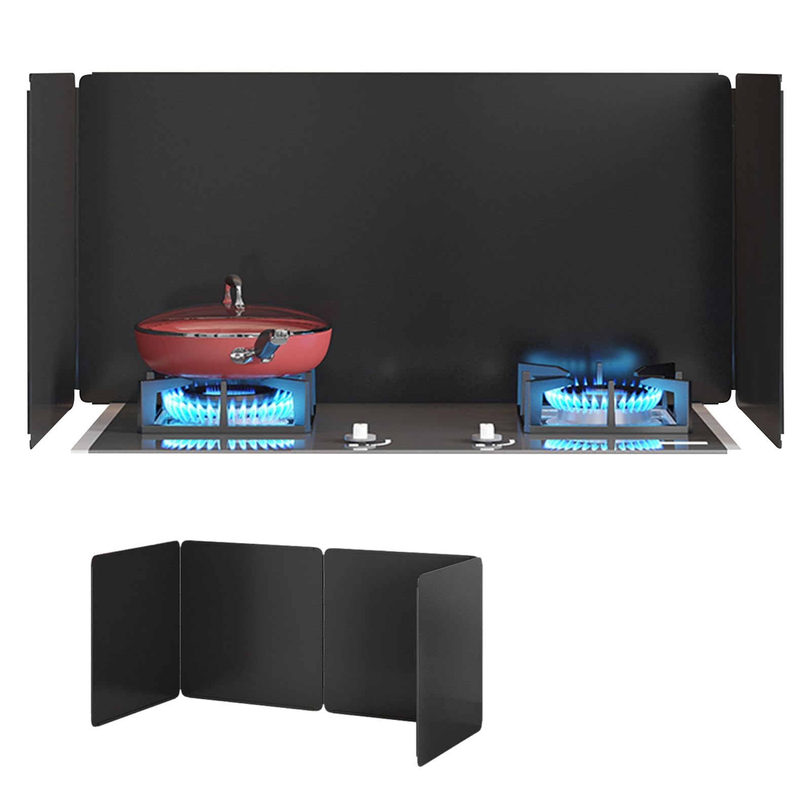 EAmrfvqt Stainless Steel Foldable Splash, Foldable Stainless Steel Splatter Guard, Black, Multiple Sizes(40x40x80cm)