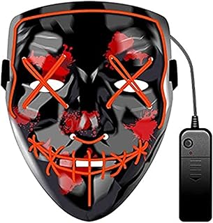 Other LED Prom Bar Halloween Fortress Night Sewing Mouth Terror Dance Mask, Red