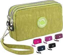 Carteira feminina, carteira de nylon com bolsa para viagem, Verde
