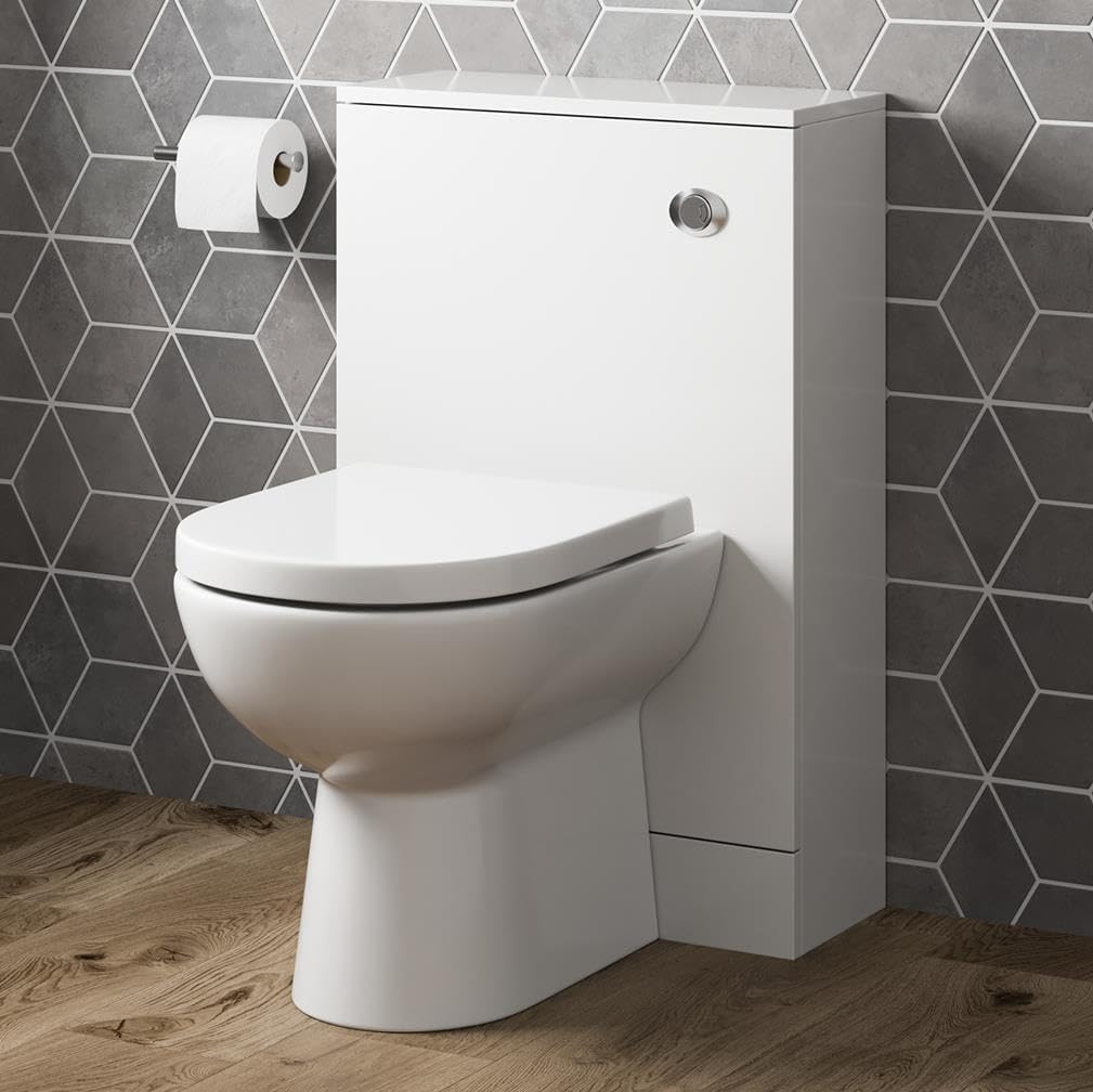 Bathroom Concealed Cistern WC Toilet Unit Only 500 x 300mm Gloss White Flat Pack : Amazon.co.uk ...