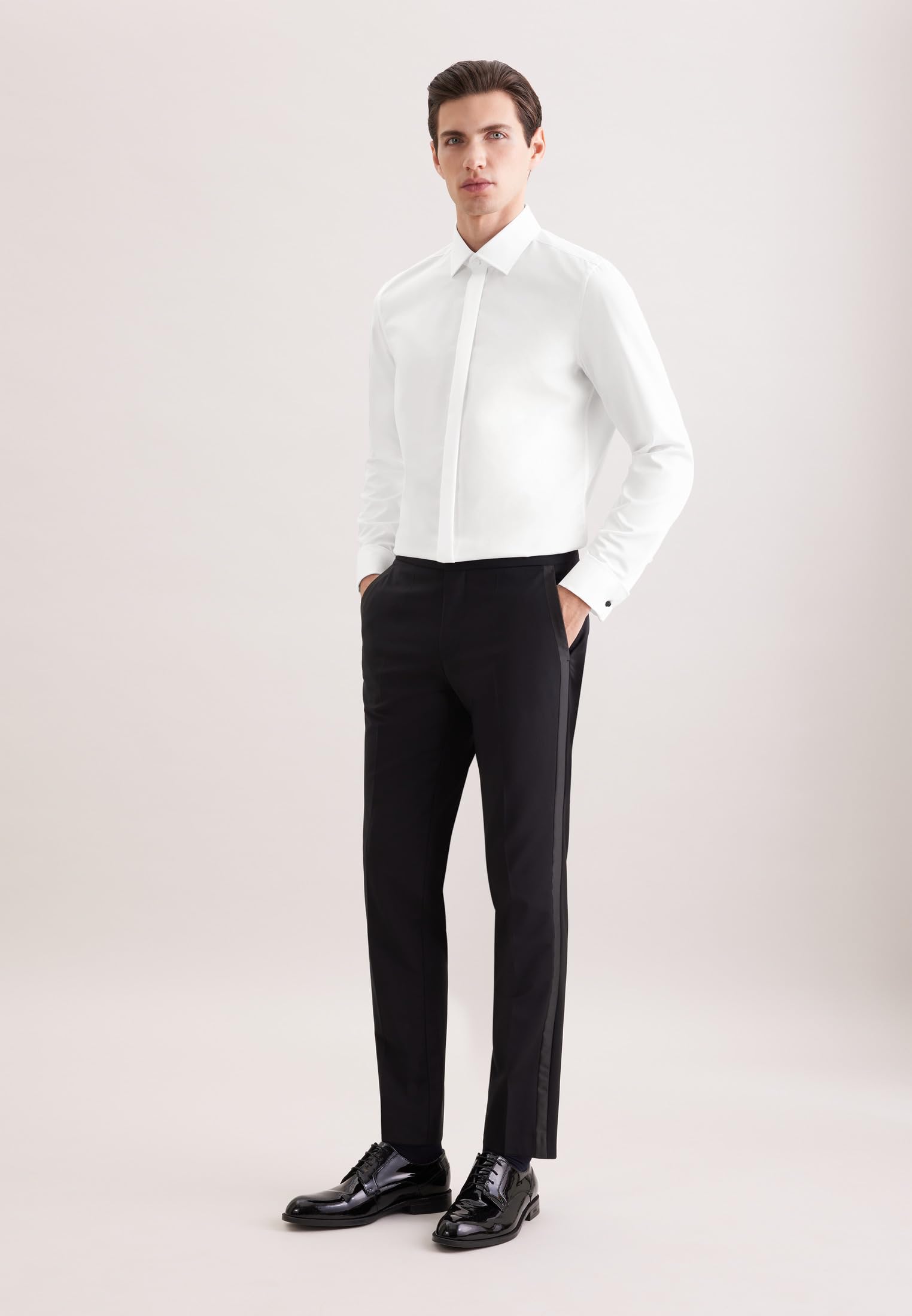 Seidensticker Camicia business da uomo - vestibilità sagomata - no stiro - collo Kent - maniche lunghe - polsini con risvolto - 100% cotone