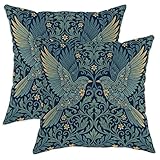 Juego de 2 fundas de almohada con diseño de pájaros, decoración de 12
