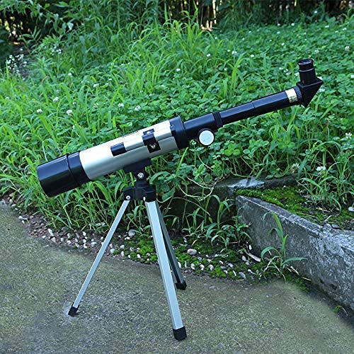 Telescopio astronómico con Zoom Profesional con trípode de Aluminio y buscador de Estrellas Ideal para Principiantes Adultos Niños Adolescentes Apertura 50 mm 90X Refractiva Profunda