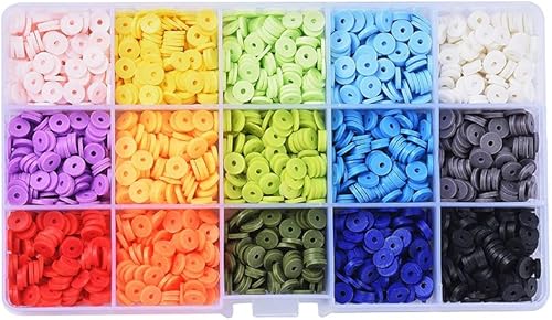 Miniatura 8 de 1995-2100 cuentas redondas planas de arcilla polimérica de 15 colores Heishi hechas a mano disco Rondelle cuentas espaciadoras sueltas de 0.315 x