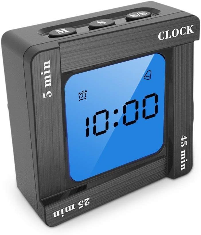 Digital Timer Clock, Alarm Clock with Snooze and Countdown Up Function Cube Timer for Time Management for Students, Kids, Office Meeting, Study, Reading