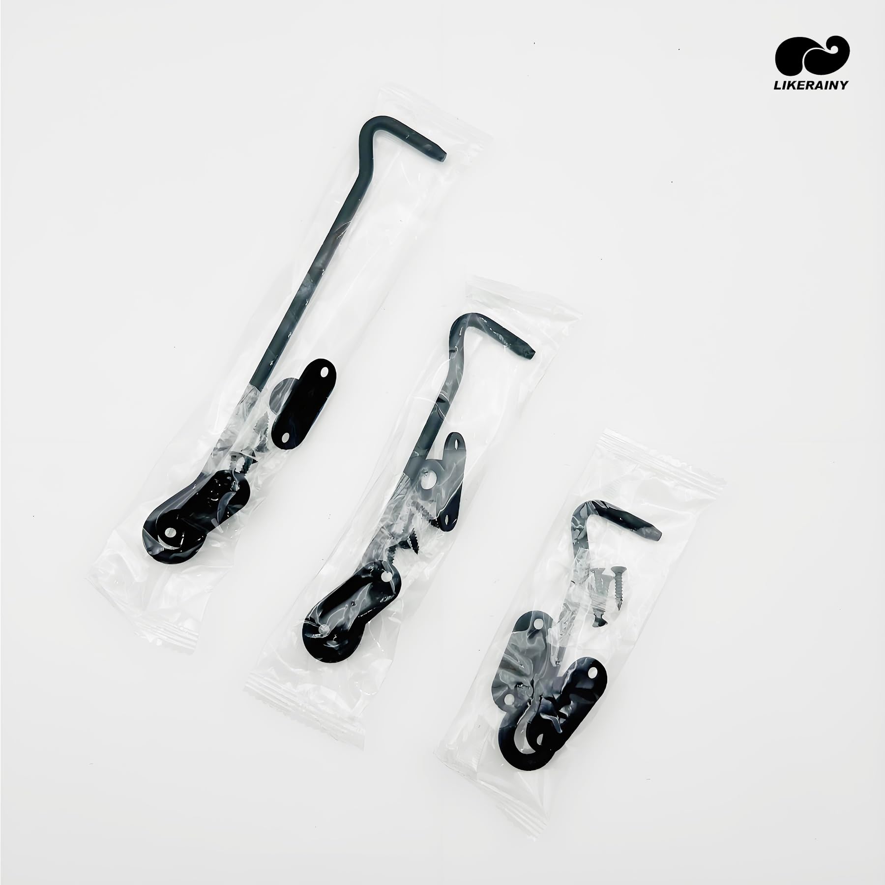 LIKERAINY Gancio per Cabina in Acciaio Inox 104 mm Serratura per Cancello Chiavistello Serratura della Porta Armadietto Finestra Capannone Giardino Recinzione Nero Confezione da 2 pezzi