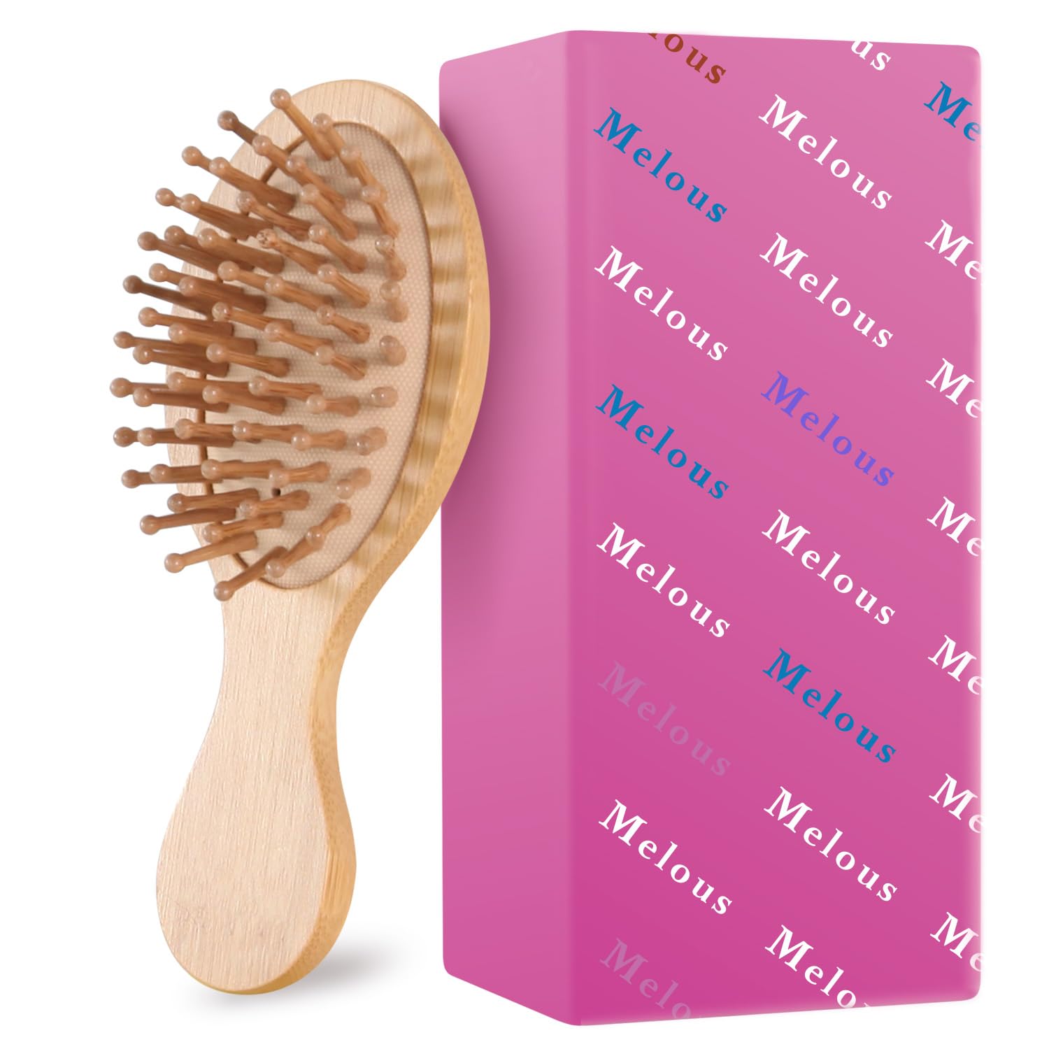 Travel Mini Sandalwood Hair Brush Comb for Women & Kids, Melous Wooden Bamboo Anti-Static Detangler Brush Massage Scalp Comb for Hair Growth