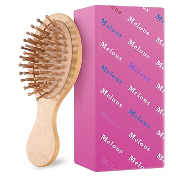 Travel Mini Sandalwood Hair Brush Comb for Women & Kids, Melous Wooden Bamboo Anti-Static Detangler Brush Massage Scalp Comb for Hair Growth