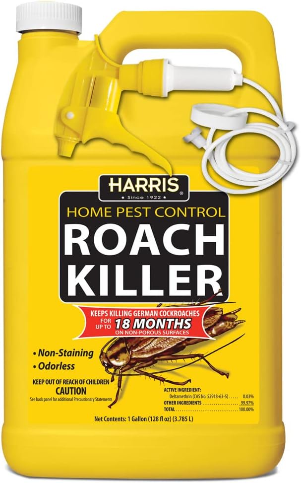 Roach Killer, Liquid Spray with Odorless and Non-Staining 12-Month Extended Residual Kill Formula (Gallon)