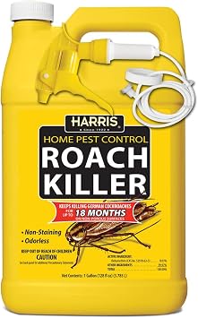 Harris Roach Killer, Liquid Spray with Odorless and Non-Staining 12-Month Extended Residual Kill Formula Gallon
