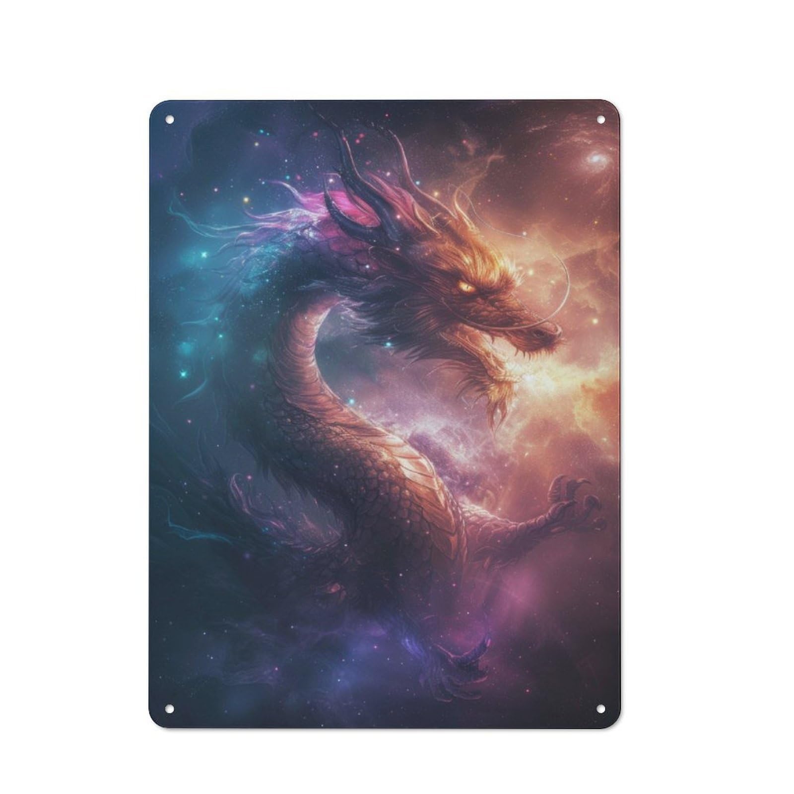 Junmoney Magical Cosmic Dragon Retro-Style Metal Plaque 40X30cm For Kitchen Or Home Bar, Gift For Home Bar Enthusiasts During The Christmas Season