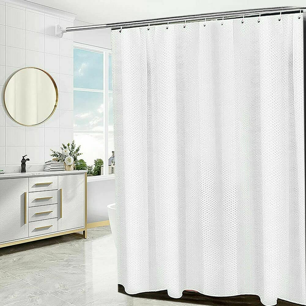 Householdfurnishing Super Quality Waterproof Polyester bathroom Shower Curtains with hook (White, 180X180cm)