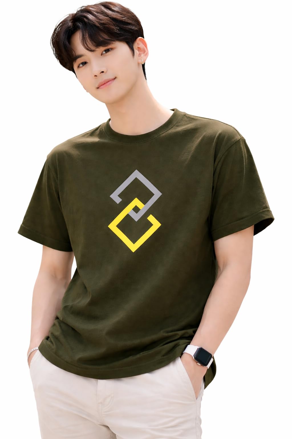 Attitude Start of Fashion Typography Men Round Neck Black T-Shirt (L) (Olive Circle Round Neck T-Shirt-L)-picture-18