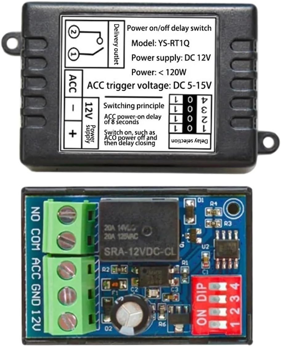 1pcs 12 Volt Timer Relay On-Off Automotive Digital Delay Relay Electric Delay Time Delay Module YS-RT1C YS-RT1T(On-Off delay)