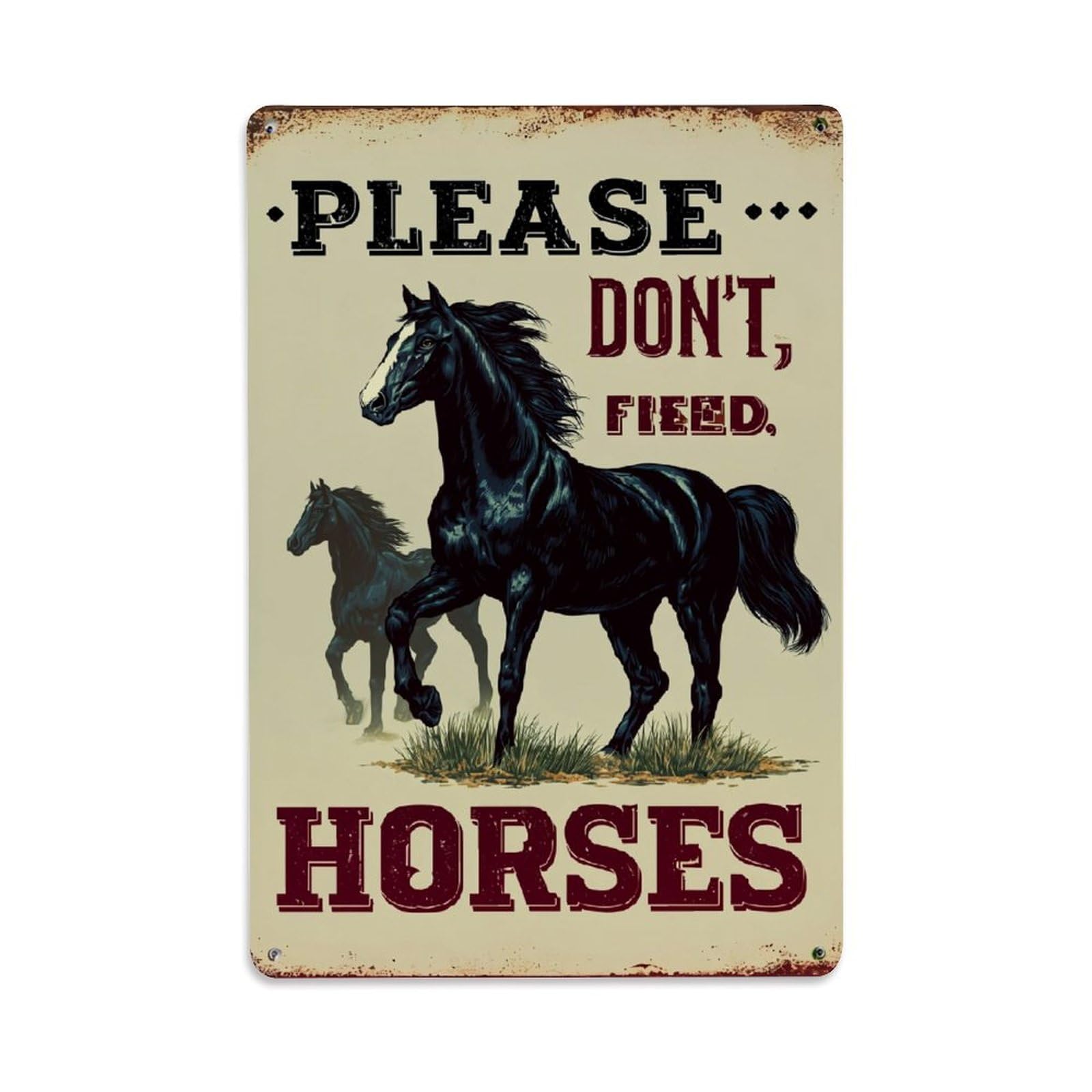 Jdfenggu Vintage Horse Field Warning Sign Art Retro Metal Tin Sign, Decor Art Poster For Bar, Home, Man Cave, Kitchen, Laundry Room Gift 8X12inch