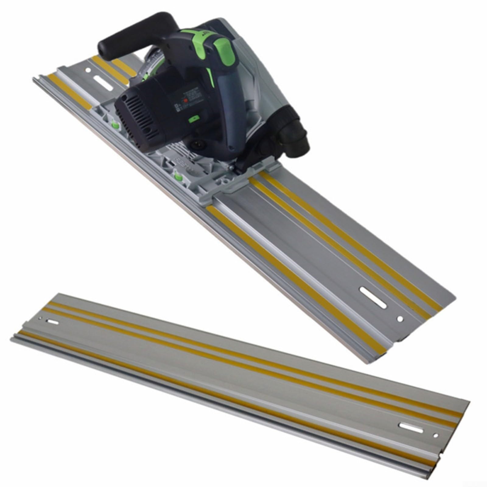 Sistema di guida professionale in alluminio per sega a binario, 300 mm/400 mm, guida estrusa con kit di connettori e morsetti, compatibile con adattatore per router 194579-2 e adattatore per sega