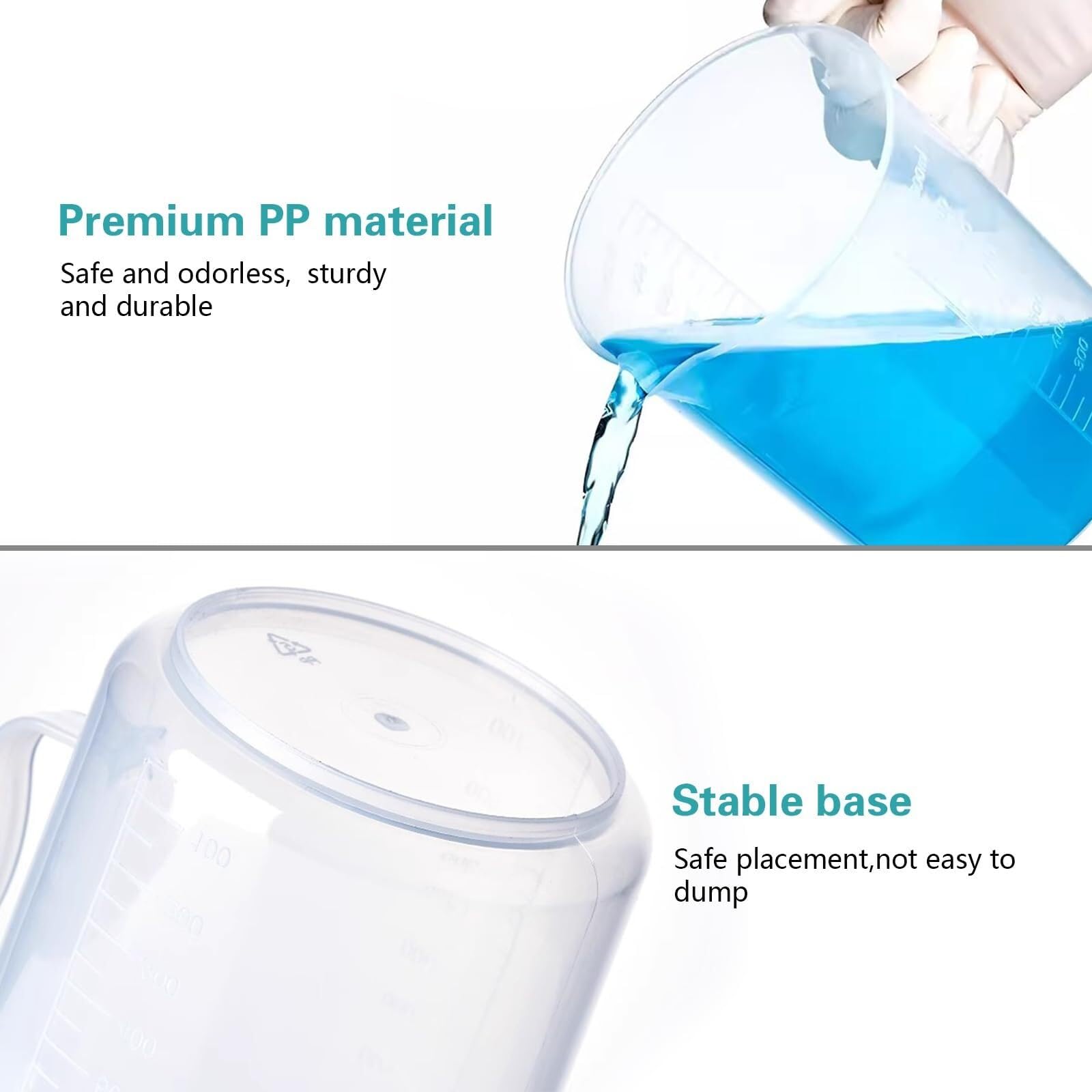 Probeta de Laboratorio para Ciencias, Juego de Cilindros graduados de plástico de 10 a 100 ml con 4 pipetas, 1 Embudo y 2 cepillos, Paquete de 11(Color 16)