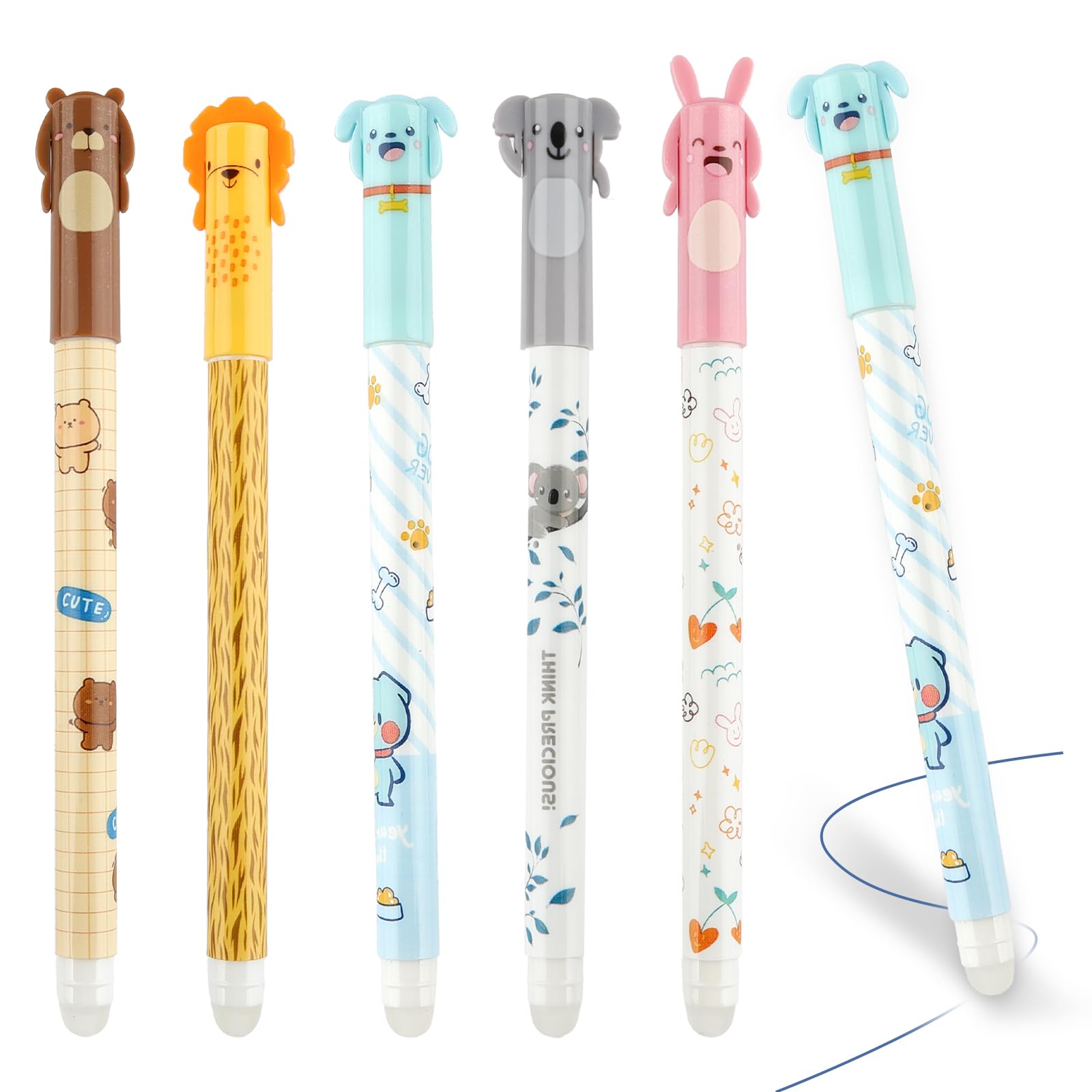 9 Stück Gelstifte Radierbar Set – Bunte Radierbare Stifte 0.5mm Mit Tiermotiven Für Schule & Büro