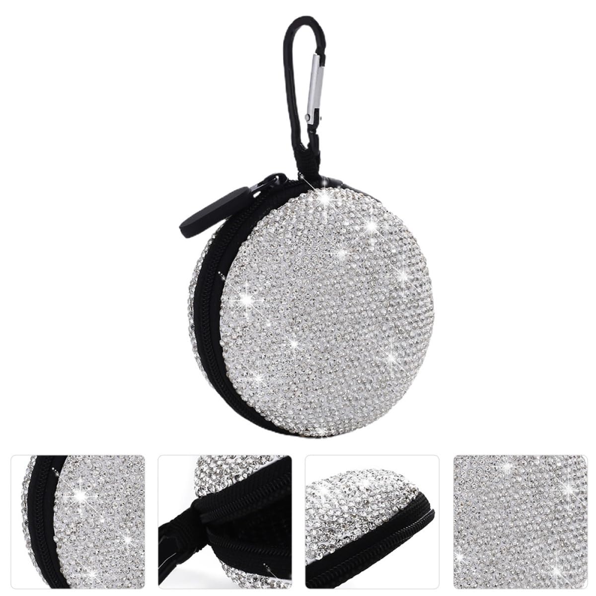 Toddmomy Custodia per Auricolari Wireless Strass, Resistente e Antiurto in Materiale Eva, Borsa Porta Cuffie Tonda Chiusura Lampo per Protezione e Trasporto Sicuro